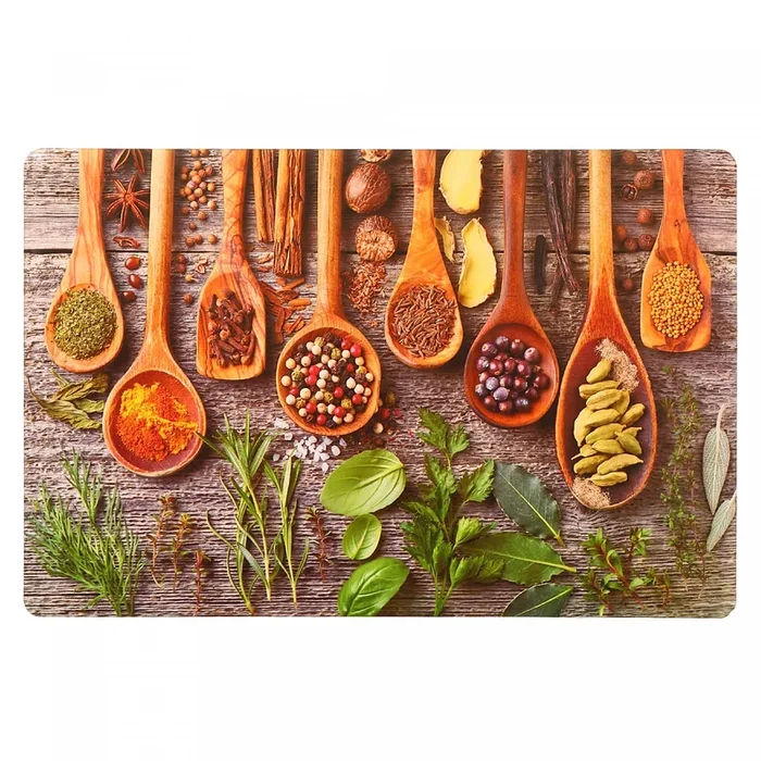 Plastic Placemat Spices and Herbs – Set of 12|Napperon en plastique avec une image d’épices et de fines herbes – ensemble de 12