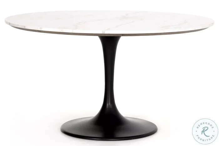 Powell 55″ White Marble Dining Table