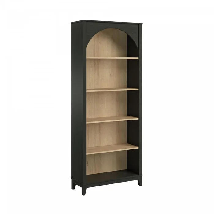 Prepac Ark Bookcase – Black and Natural Oak|Bibliothèque arquée Ark de Prepac – noire et chêne naturel
