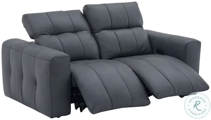 Prescott Dark Gray Leather Loveseat