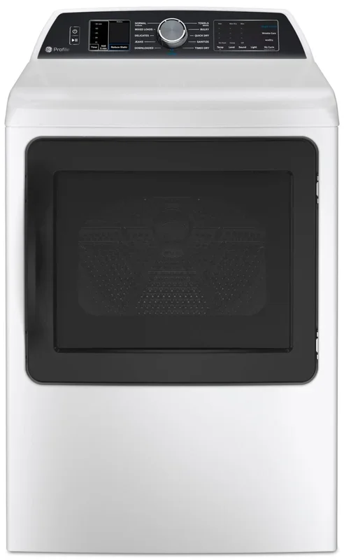 Profile 7.4 Cu. Ft. SmartHQ Electric Dryer with Washer Link and Sanitize – PTD70EBMTWS | Sécheuse électrique Profile de 7,4 pi³ avec application SmartHQMC, lien à la laveuse et désinfection…