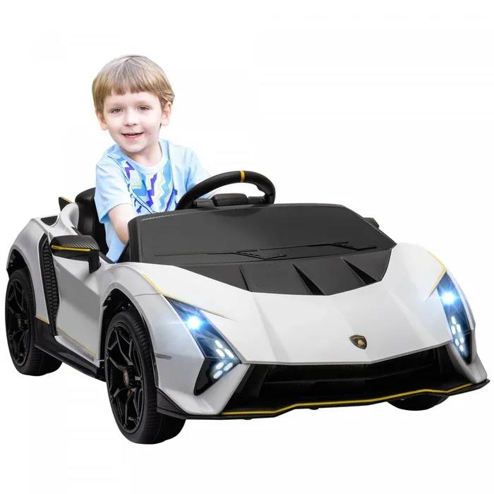 Qaba 12v Electric Car For Kids, Battery Powered Ride-On Lamborghini Autentica Licensed Kids Car With|Qaba Voiture Electrique Pour Enfants 12 V, Alimentee Par Batterie, Lamborghini Autentica, Voiture Po