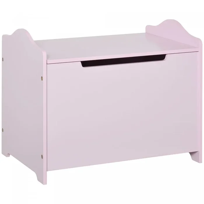 Qaba Kids Wooden Toy Storage Box Organizer Chest With Magnetic Hinge, Large Chest Space, & Groove Ha|Qaba Coffre A Jouets En Bois Pour Enfants Avec Charniere Magnetique, Grand Espace De Rangement Et Po