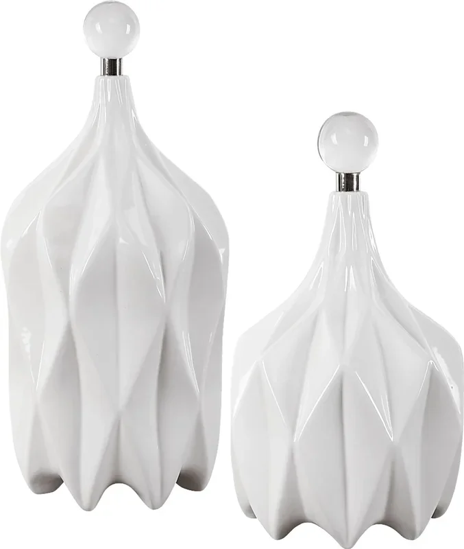 Randen White Decor Bottle, Set of 2