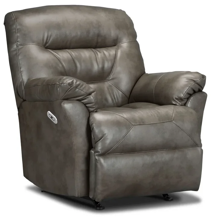Recliner 4579 Leather-Look Fabric Power Recliner – Smoke|Fauteuil à inclinaison électrique 4579 en tissu d’apparence cuir – fumée