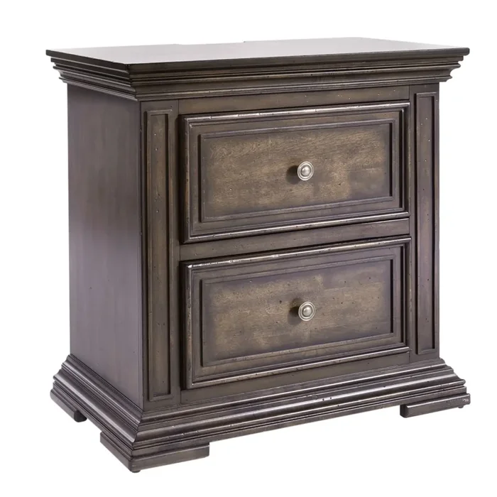 Relaxed Vintage 2-Drawer Nightstand with Charging Station