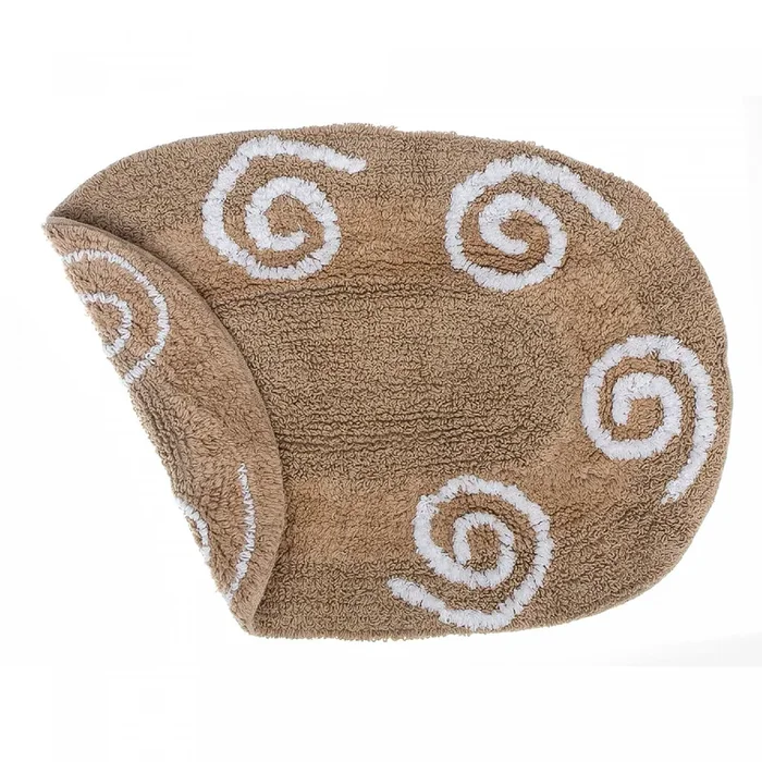 Reversible Cotton Swirly Oval Bathmat 16 x 24 Taupe – Set of 2|Tapis de salle de bain ovale taupe réversible 16 x 24 en coton à motifs tourbillonnants – ensemble de 2