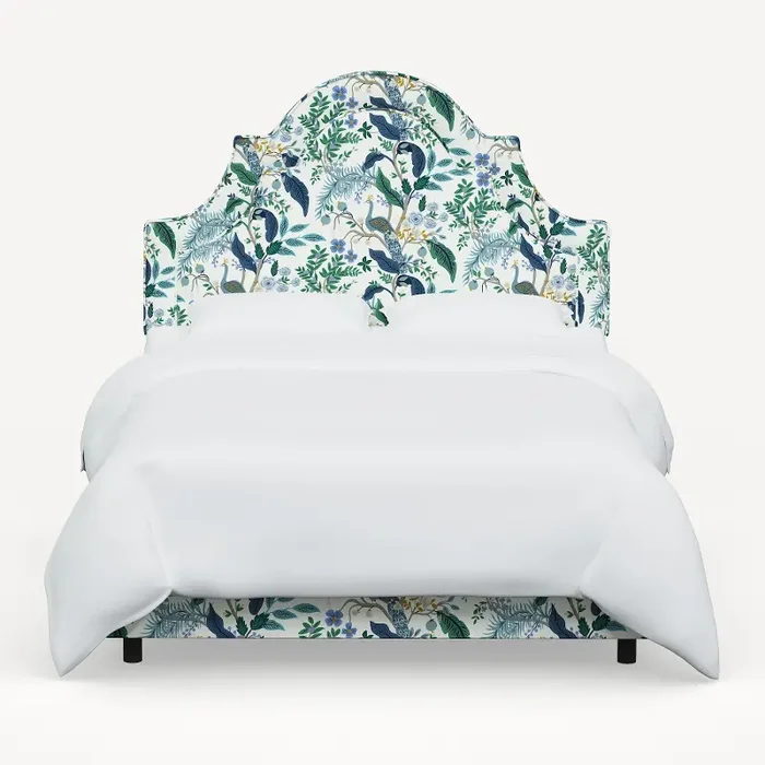 Rifle Paper Co. Marion Blue Peacock Cal-King Bed