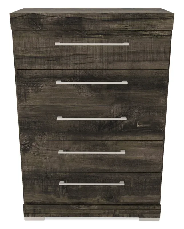 Riley Bedroom Chest of Drawers, 5-Drawer, 31″W x 46″H, Made in Canada – Grey | Commode verticale de chambre à coucher Riley de 31 po (L) x 46 po (H) à 5 tiroirs, fabriquée au Canada – grise