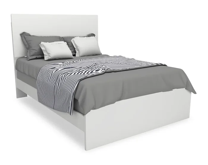 Riley Panel Bed with Headboard & Frame for Kids, Made in Canada, White – Full Size | Lit à panneaux Riley avec tête de lit et cadre de lit pour enfants, fabriqué au Canada, blanc – format lit double