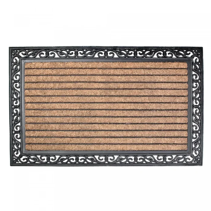 Rubber And Coir Brush Floormat Striped – 30 x 48|Tapis de plancher rayé en caoutchouc et tapis-brosse – 30 x 48
