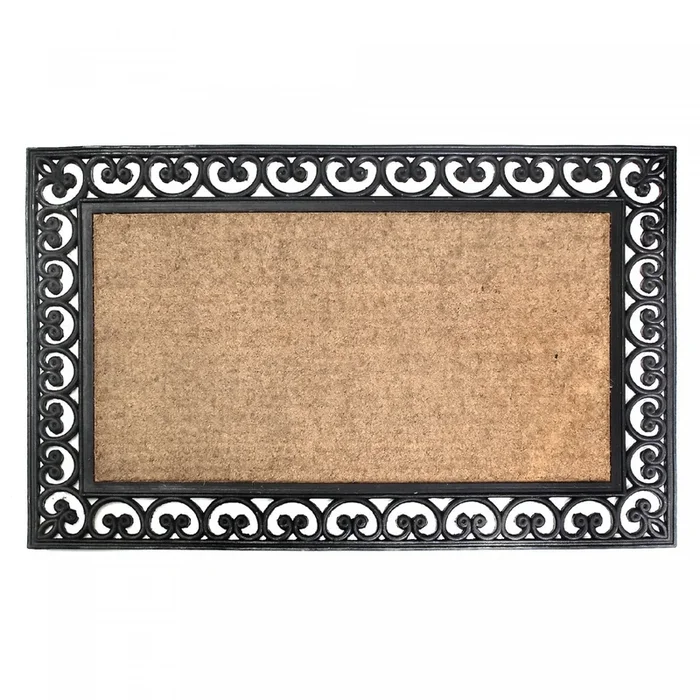 Rubber And Coir Brush Natural 30 x 48 Floormat|Tapis de plancher naturel 30 x 48 en caoutchouc et tapis-brosse en fibre de noix de coco