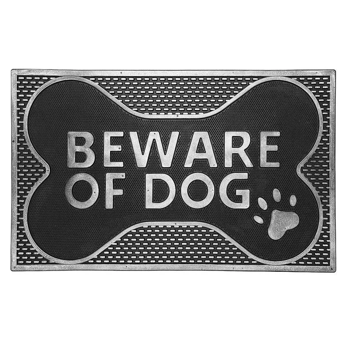 Rubber Beware of Dog Floormat|Tapis de plancher « Beware of Dog » en caoutchouc