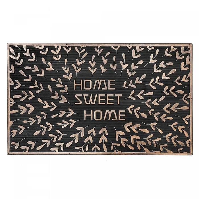 Rubber Home Sweet Home Leaves Floormat|Tapis de plancher « Home Sweet Home » orné de feuilles, en caoutchouc