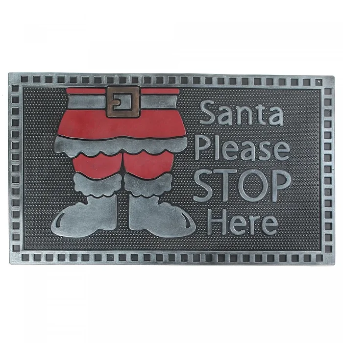 Rubber Santa Please Stop Here Floormat|Tapis de plancher « Santa Please Stop Here » en caoutchouc