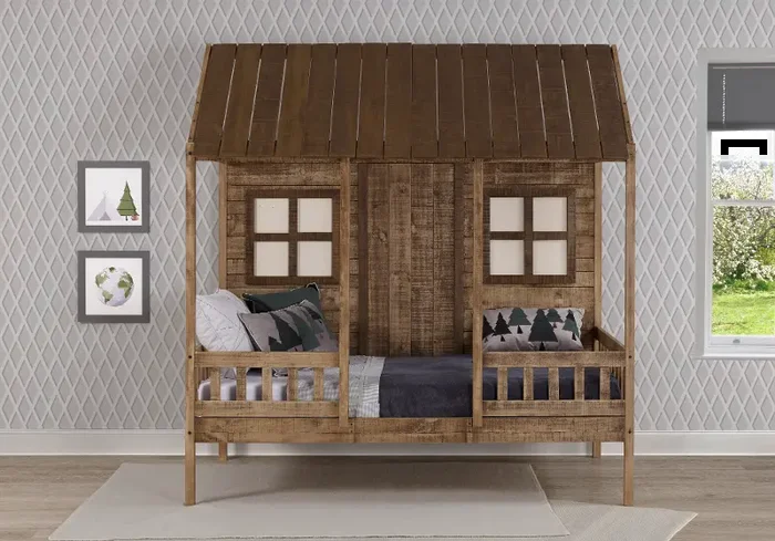 Rustic Driftwood Twin Low Loft Bed – Front Porch