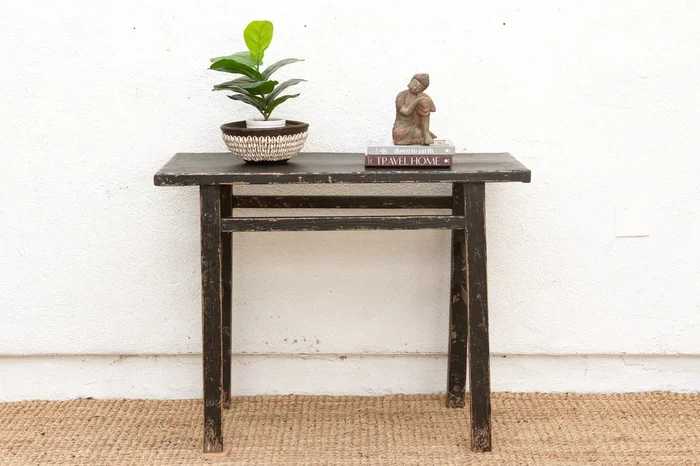 Rustic Elegant Distressed Black Altar Console (Trade)