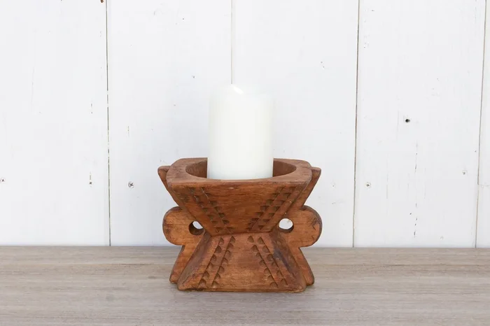 Rustic Wooden Candleholder-Noori