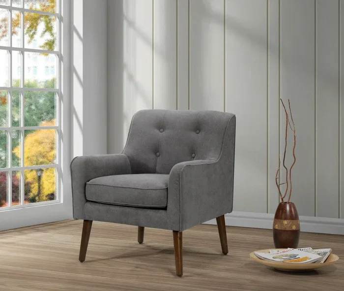 Ryder – Mid Century Modern Woven Fabric Tufted Armchair