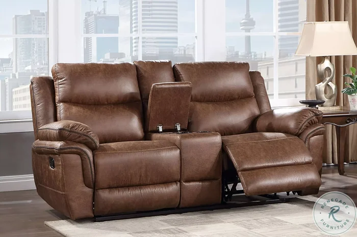 Ryland Brown Dual Reclining Console Loveseat