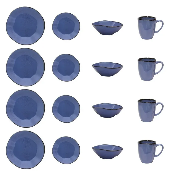 Ryo 16-Piece Dinnerware Set – Blue | Service de vaisselle Ryo 16 pièces – bleu | D87EE3SE