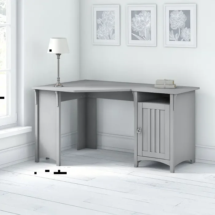Salinas Cape Cod Gray Corner Pedestal Desk – Bush Furniture