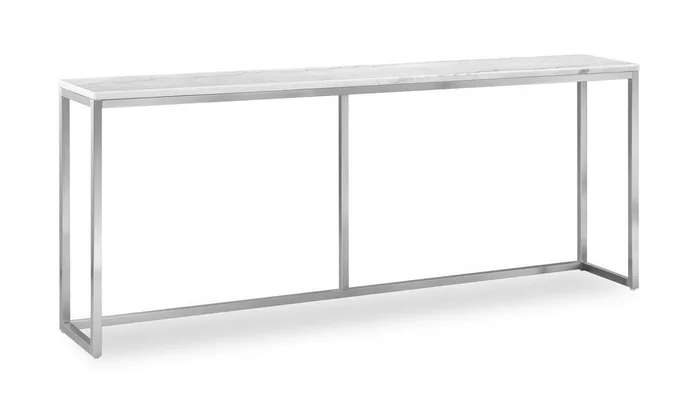 Sampson 72″ Modern Marble Sofa Table – White | Table de salon moderne Sampson en marbre de 72 po – blanc