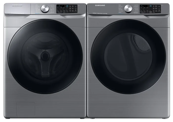 Samsung 5.2 Cu. Ft. Front-Load Washer and 7.5 Cu. Ft. Electric Dryer – Platinum | Laveuse à chargement frontal de 5,2 pi³ et sécheuse électrique de 7,5 pi³ de Samsung – platine | SAFL630P