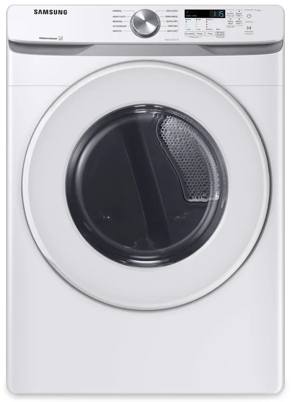 Samsung 7.5 Cu. Ft. Electric Dryer – White – Stackable – DVE45T6005W/AC | Sécheuse électrique Samsung de 7,5 pi³ – blanche – superposable – DVE45T6005W/AC