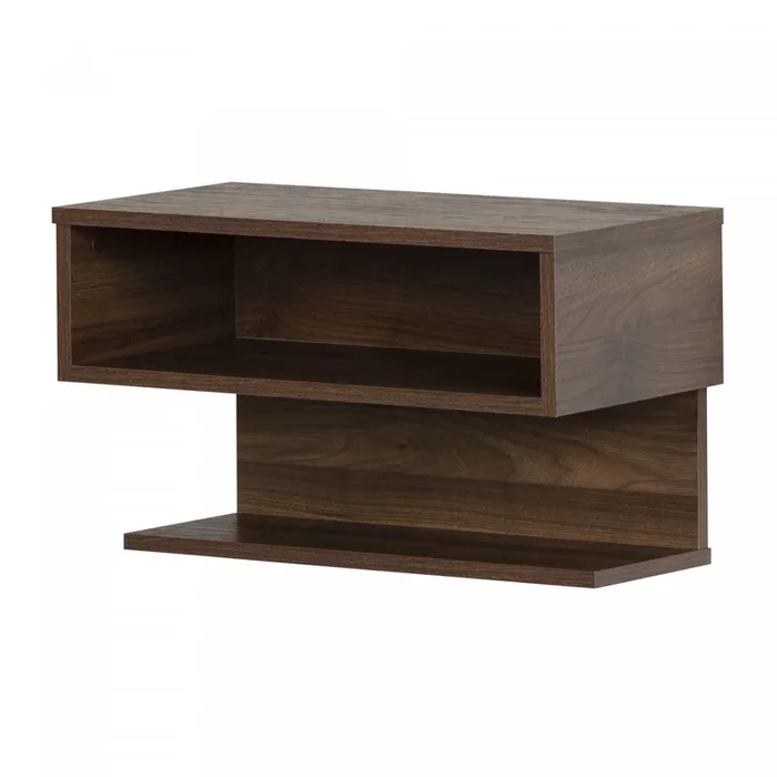 Sazena Floating Nightstand – Natural Walnut | Sazena Table De Chevet Murale – Noyer Naturel