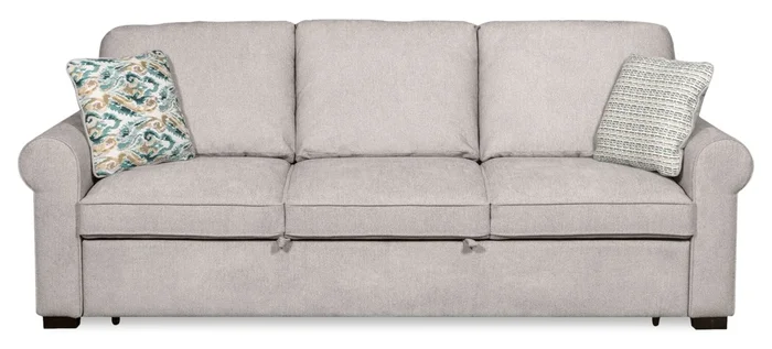 Scott Living Haven 96″ Chenille Fabric Sleeper Sofa with Wood Legs – Grey | Sofa-lit Haven de Scott Living de 96 po en tissu de chenille avec pattes en bois – grise
