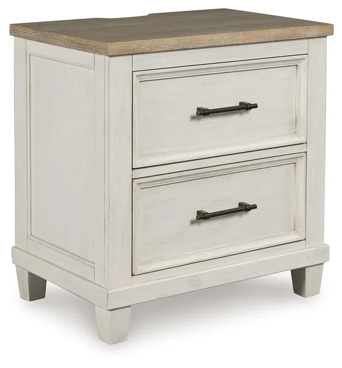 Shaybrock – Two Drawer Night Stand – Antique White / Brown