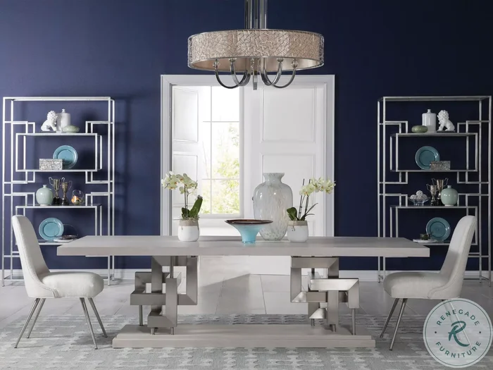 Signature Designs Cerused Misty White Gray Pazzo Rectangular Dining Room Set