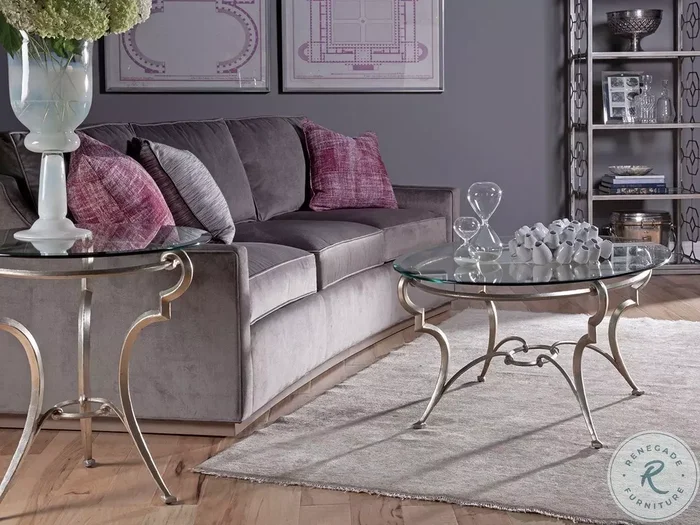 Signature Designs Champagne Foil Colette Oval Occasional Table Set