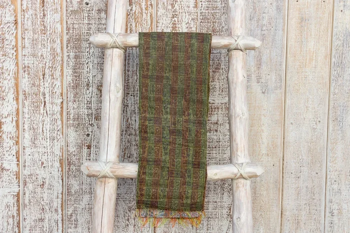 Silk Kantha Scarf (Neon Stitching)