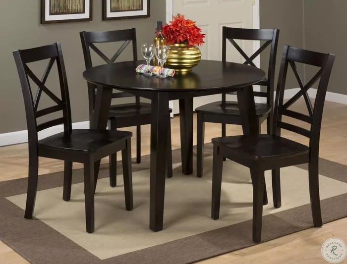 Simplicity Espresso Round Drop Leaf Dining Room Set