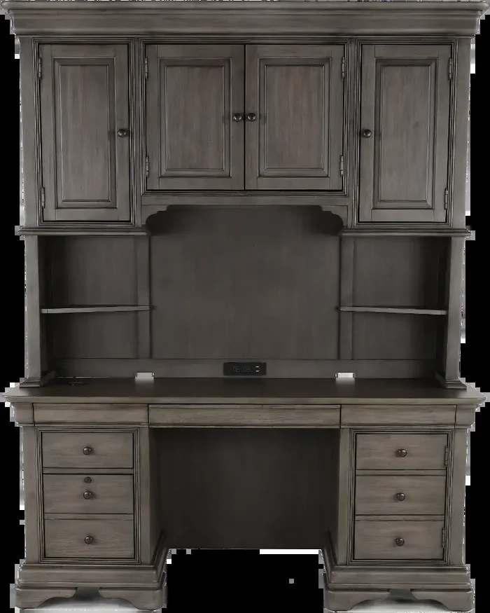 Sinclair Ash Gray Credenza and Hutch