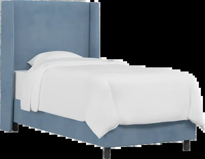 Sloane Velvet Blue Curved Wingback Twin Bed – Skyline Furniture