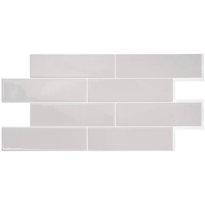 Smart Tiles Peel and Stick 2-Sheet 23 x 11 Backsplash – Oslo Grey|Dosseret Smart Tiles peler et coller 23 x 11, 2 feuilles – Oslo Grey