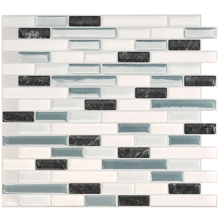 Smart Tiles Peel and Stick 4-Sheet 10 x 9 Backsplash – Muretto Brina|Dosseret Smart Tiles peler et coller 10 x 9, 4 feuilles – Muretto Brina