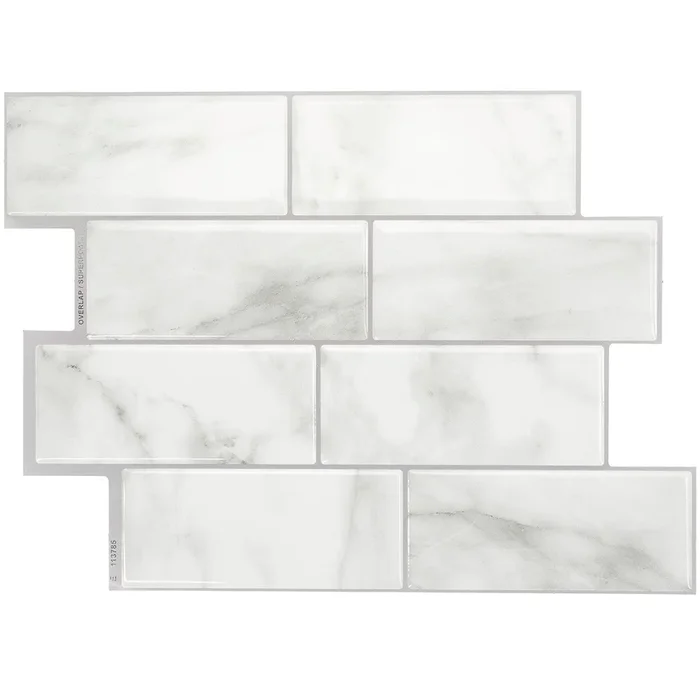 Smart Tiles Peel and Stick 4-Sheet 12 x 9 Backsplash – Metro Carrera|Dosseret Smart Tiles peler et coller 12 x 9, 4 feuilles – Metro Carrera