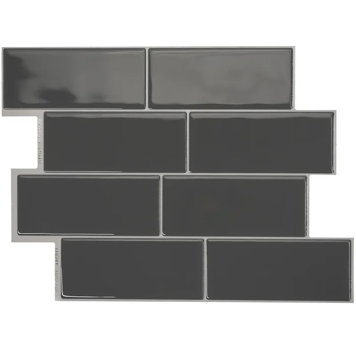 Smart Tiles Peel and Stick 4-Sheet 12 x 9 Backsplash – Metro Grigio|Dosseret Smart Tiles peler et coller 12 x 9, 4 feuilles – Metro Grigio