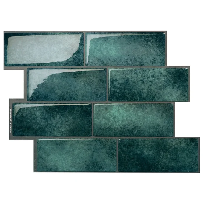 Smart Tiles Peel and Stick 4-Sheet 12 x 9 Backsplash – Metro Medina|Dosseret Smart Tiles peler et coller 12 x 9, 4 feuilles – Metro Medina