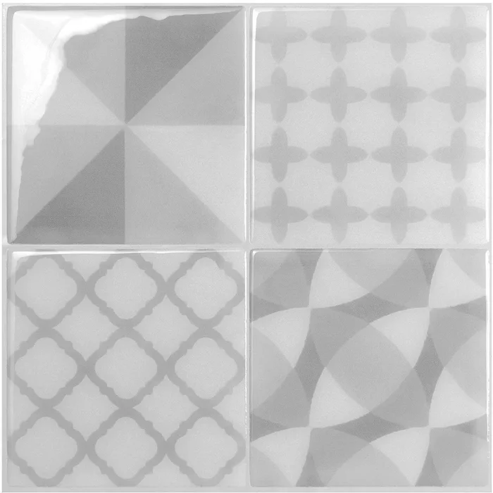 Smart Tiles Peel and Stick 4-Sheet 9 x 9 Backsplash – Vintage Leone|Dosseret Smart Tiles peler et coller 9 x 9, 4 feuilles – Vintage Leone