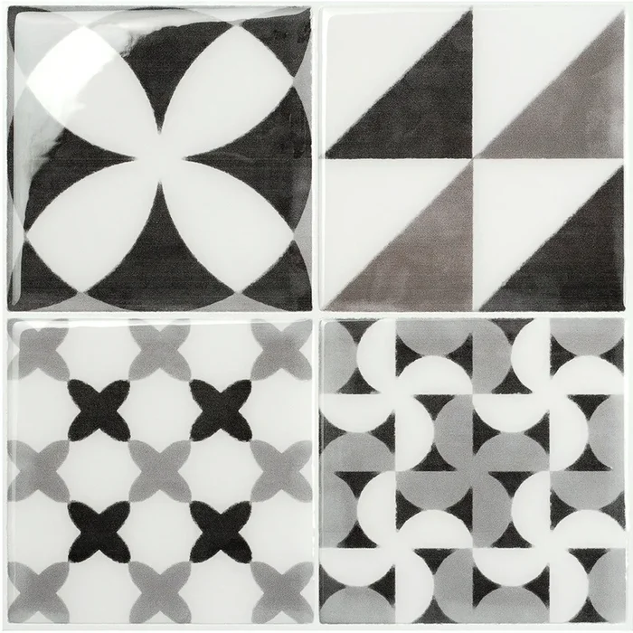 Smart Tiles Peel and Stick 4-Sheet 9 x 9 Backsplash – Vintage Roma|Dosseret Smart Tiles peler et coller 9 x 9, 4 feuilles – Vintage Roma
