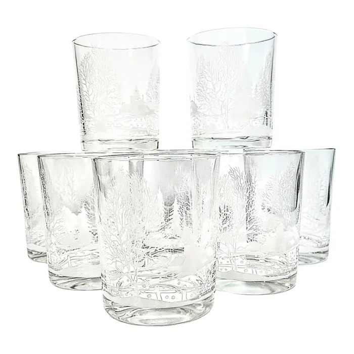 Snowy Double Old Fashioned Glasses- Set of Eight