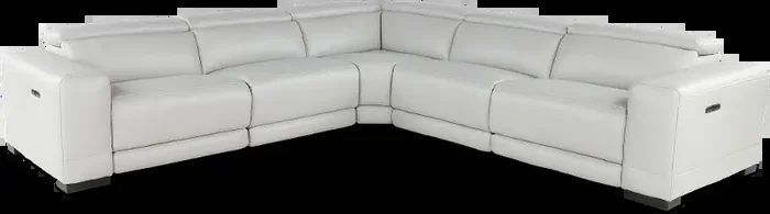 Sofia Fog White 5-Piece Power Reclining Sectional