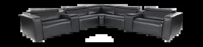 Softee Blackberry Leather 7-Piece Power Reclining Sectional with Power Headrests