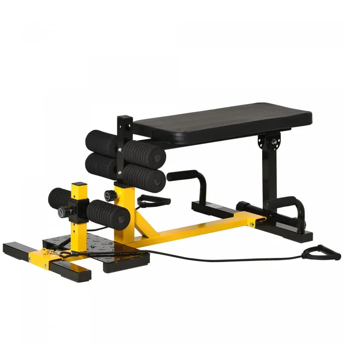 Soozier 3-in-1 Squat Machine W/ Resistance Bands, Adjustable Padded Bench & Leg Exerciser, Squats, P|Soozier Machine A Squat 3 En 1 Avec Bandes De Resistance, Banc Rembourre Reglable Et Exercice Pour L