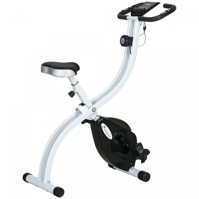 Soozier Foldable Exercise Bike With 8-level Resistance And Wheels, Black|Soozier Velo D’exercice Pliable Avec Resistance A 8 Niveaux Et Roues, Noir